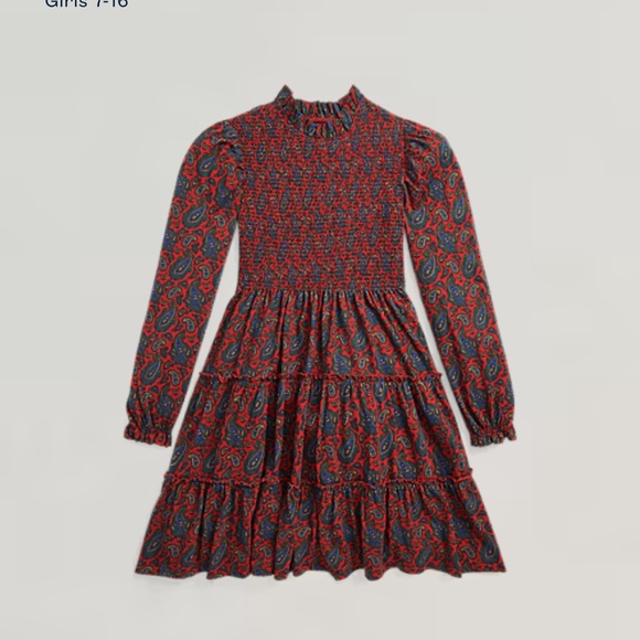 Polo Ralph Lauren Paisley Smocked Cotton Dress 12-14 girls